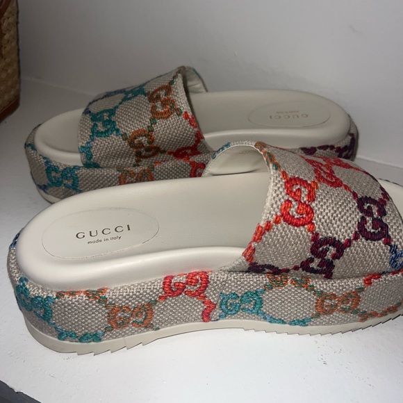 GUCCI platform multicolor logo slides authentic - Picture 2 of 7
